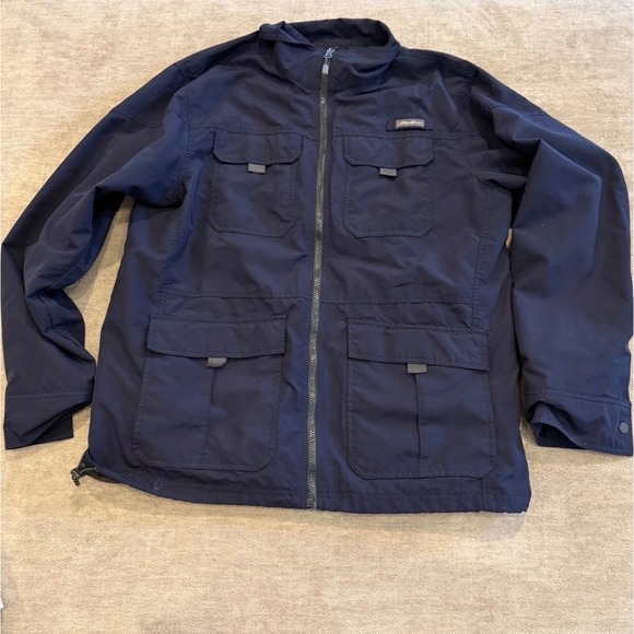 Eddie Bauer Other - Eddie Bauer Mens Navy Blue Full Zip Field Jacket Lightweight Mesh Lined Large